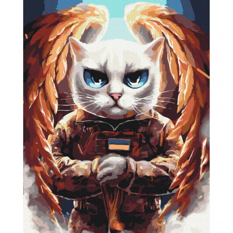 Картина за номерами "Котик Ангел" ©Маріанна Пащук Brushme BS53421 40х50 см Brushme Арт:27167