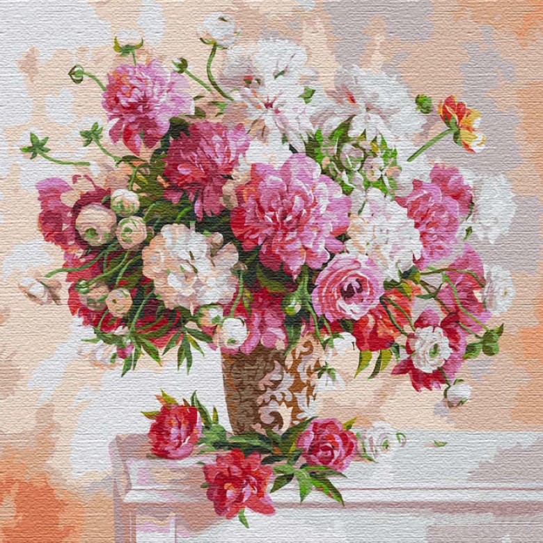 Картина за номерами. "Надихаючись півоніями (big)" 50x50см KHO13117 Ідейка Арт:17510