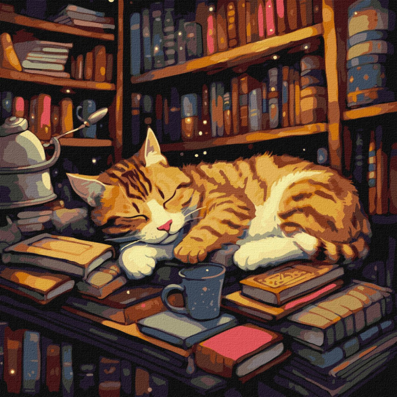 Картина за номерами "Пухнастий книголюб" ©art_selena_ua Ідейка KHO6505 40х40 см Ідейка Арт:33521