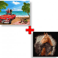 Набір картин за номерами 2 в 1 "Подорож з подругою" 40х50 KHO4758 та "Граціозна краса" 40х40 KHO4297 Ідейка Арт:35588