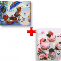 Набір картин за номерами 2 в 1 "Полікет відправляється у подорож" 40х50 KHO2384 та "Полунична ніжність" 30х40 KHO5603 Ідейка Арт:35571