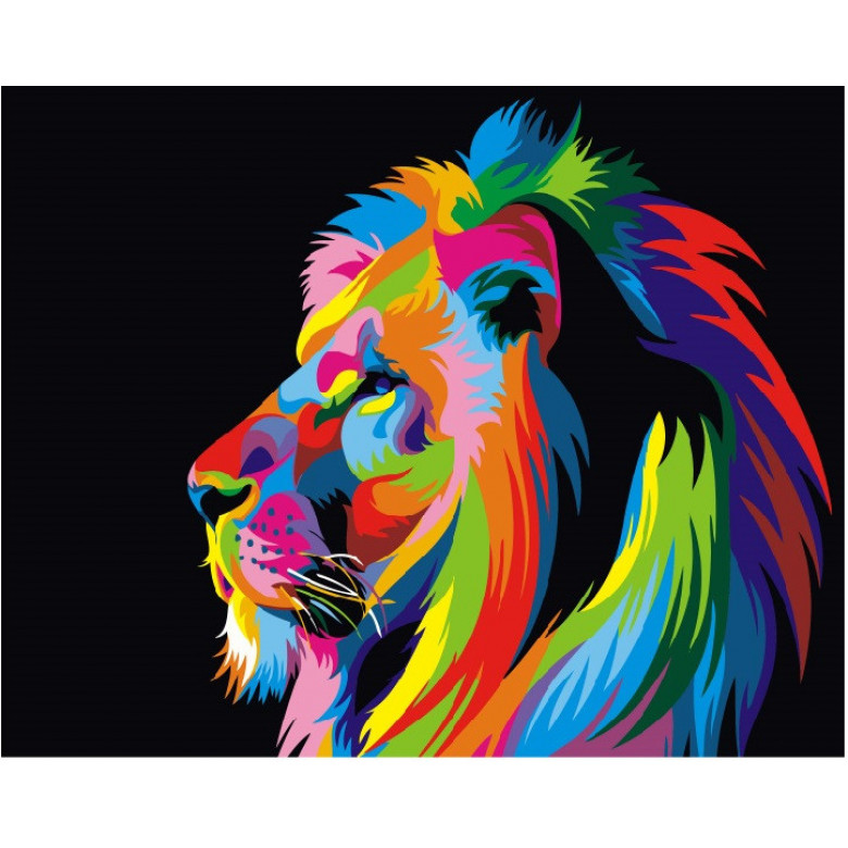 Картина за номерами. Brushme "Райдужний лев" GX3973, 40х50 см Brushme Арт:8973