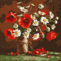 Картина за номерами. Ідейка "Маково-полуничний етюд" 40*40см KHO2992 Ідейка Арт:22167 Картина за номерами. Ідейка "Маково-полуничний етюд" 40*40см KHO2992 Ідейка Арт:22167