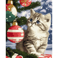 Картина за номерами "Кошеня під ялинкою" KHO6546 40х50 см Ідейка Арт:34533 Картина за номерами "Кошеня під ялинкою" KHO6546 40х50 см Ідейка Арт:34533