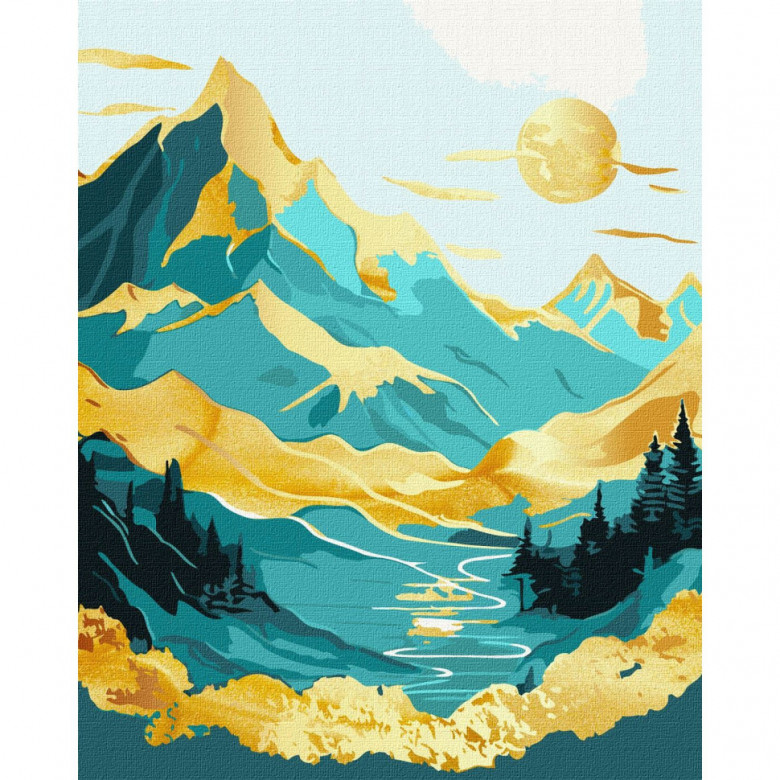 Картина за номерами "Схід сонця в горах" KHO5105 з фарбами металік 40х50 см Ідейка Арт:34519