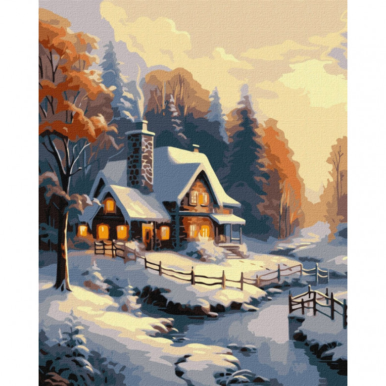 Картина за номерами "Зимовий будиночок ©art_selena_ua KHO6333 40х50 см Ідейка Арт:35244