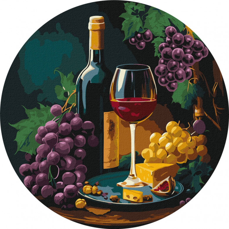 Картина за номерами "Вишукана дегустація" ©art_selena_ua KHO-R1009 діаметр 39 см Ідейка Ідейка Арт:33145