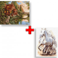 Набір картин за номерами 2 в 1 "Будинок-мрія" 40х50 KHO2508 та "Витончена мiць" 30х40 KHO4259 Ідейка Арт:35572