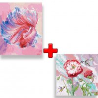 Набір картин за номерами 2 в 1 Ідейка "Риба півник" 40х50 KHO4459 та "Легкий етюд" 40х40 KHO3219 Ідейка Арт:35140