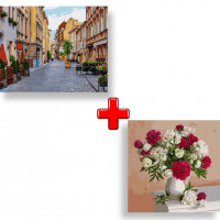 Набір картин за номерами 2 в 1 Ідейка "Вуличками Львова" 40х50 KHO3594 та "Квіти натхнення" 40х40 KHO3112 Ідейка Арт:35177