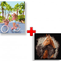 Набір картин за номерами 2 в 1 "Весела прогулянка" 40х50 KHO4759 та "Граціозна краса" 40х40 KHO4297 Ідейка Арт:35589