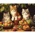Картина по номерам "Котики і фрукти" KHO6586 40х50см                                              Ідейка Арт:39645