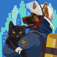 Картина за номерами. "Пухнастий рятувальник" Ідейка KHO4334 40х40 см Ідейка Арт:24182 Картина за номерами. "Пухнастий рятувальник" Ідейка KHO4334 40х40 см Ідейка Арт:24182