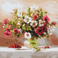 Картина за номерами "Мальви і вишні" Ідейка KHO2993 40*40см Ідейка Арт:26030 Картина за номерами "Мальви і вишні" Ідейка KHO2993 40*40см Ідейка Арт:26030