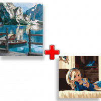 Набір картин за номерами 2 в 1 Ідейка "Гірський спокій" 40х50 KHO2763 та "Улюблене селфі" 40х40 KHO4957 Ідейка Арт:35142