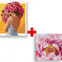 Набір картин за номерами 2 в 1 Ідейка "Квітуча таємниця" 40х50 KHO4911 та "Барвиста півонія" 40х40 KHO3211 Ідейка Арт:35125