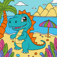 Картина по номерам "Грайливий динозавр" KHO6103 25х25см                                        Ідейка Арт:39629