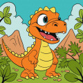 Картина по номерам "Забавний динозавр" KHO6104 25х25см                                         Ідейка Арт:39630