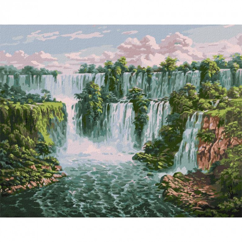 Картина за номерами "Живописний водоспад" ©Сергій Лобач Ідейка KHO2878 40х50 см Ідейка Арт:26244