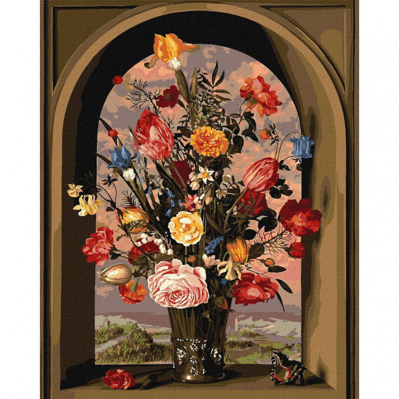 Картина за номерами "Композиція з квітів" ©Ambrosius Bosschaert de Oude Ідейка KHO2075 40х50 см Ідейка Арт:26550