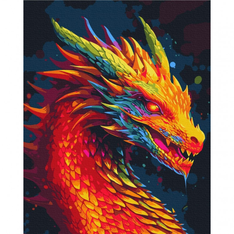 Картина за номерами "Неоновий дракон" BS53744, 40х50 см Brushme Арт:36606