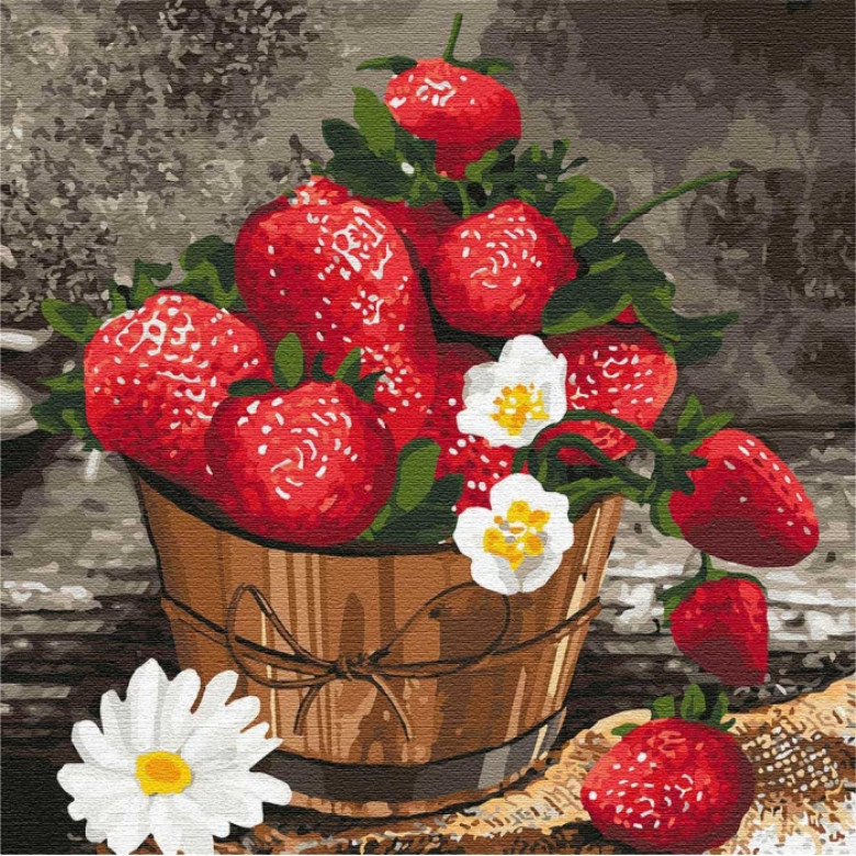Картина за номерами. "Полуничний букет" 30x30см KHO5595 Ідейка Арт:15627