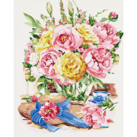 Картина за номерами. Сільський пейзаж "Свіжість півоній 2" KHO2222, 40x50 см Ідейка Арт:7516 Картина за номерами. Сільський пейзаж "Свіжість півоній 2" KHO2222, 40x50 см Ідейка Арт:7516