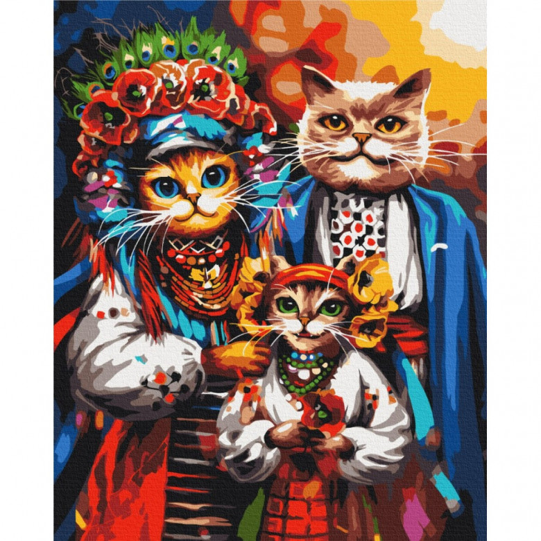 Картина за номерами "Сімя котиків-козаків" ©Маріанна Пащук BS53690  Brushme 40х50 см Brushme Арт:31474