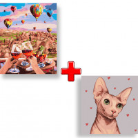 Набір картин за номерами 2 в 1 "Чарівна Каппадокія" 40х50 KHO2837 та "Романтичний сфінкс" 40х40 KHO4333 Ідейка Арт:35593