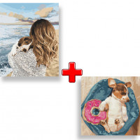 Набір картин за номерами 2 в 1 Ідейка "Любов до нестями" 40х50 KHO4766 та "Солодкі сни пухнастика" 40х40 KHO4202 Ідейка Арт:35145