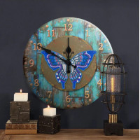 Часы в алмазной мозаике Бабочка (FT014) Часы в алмазной мозаике Бабочка (FT014)