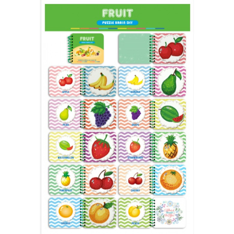 Детская книжка с алмазной вышивкой Фрукты (FT017)