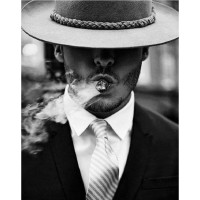 Купить Алмазная мозаика в черно белых тонах 50 х 40 см Мужчина в шляпе (арт. FS537) большая Купить Алмазная мозаика в черно белых тонах 50 х 40 см Мужчина в шляпе (арт. FS537) большая