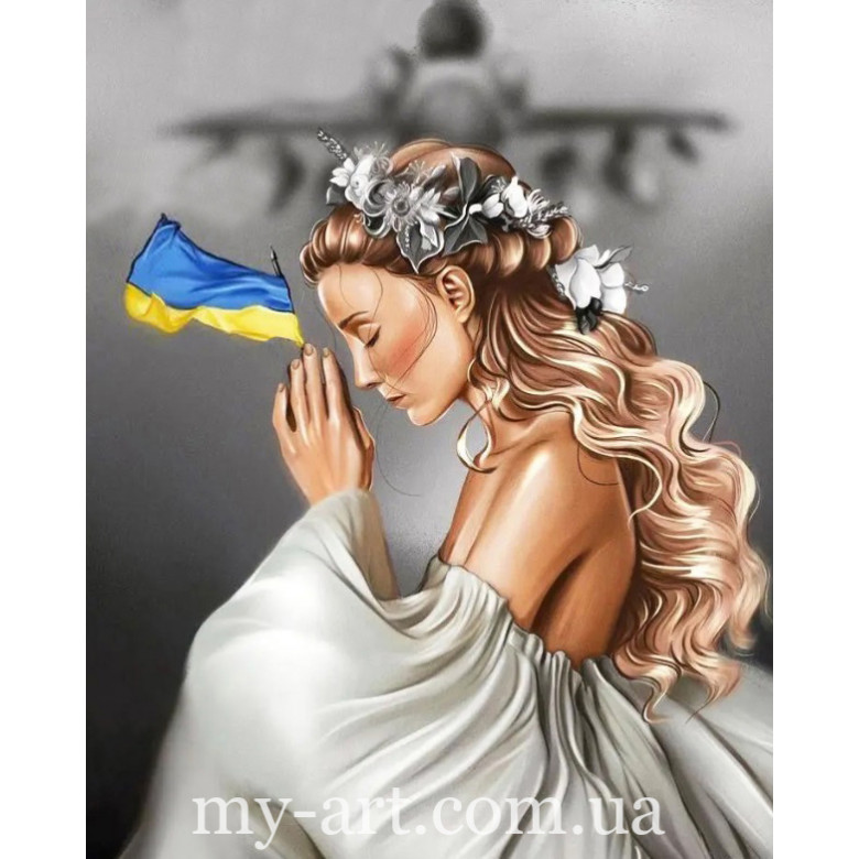 Купить Алмазная мозаика 50 х 40 см Девушка и самолет Мечта (арт. TN1206)