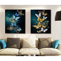 Купить Алмазная вышивка на подрамнике Диптих Яркие бабочки 2 х 40 х 50 см Купить Алмазная вышивка на подрамнике Диптих Яркие бабочки 2 х 40 х 50 см