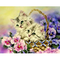 Купить Набор алмазной вышивки Котята в корзинке 38 х 30 см (арт. FS215) Купить Набор алмазной вышивки Котята в корзинке 38 х 30 см (арт. FS215)