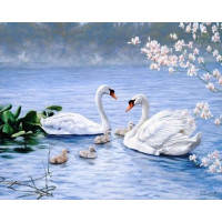 Купить Алмазная вышивка Благородные белые лебеди 50 х 40 см (арт. FS259) Купить Алмазная вышивка Благородные белые лебеди 50 х 40 см (арт. FS259)
