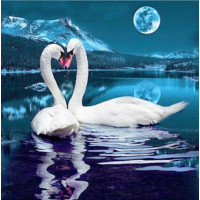Купить Алмазная мозаика Лебединая песня под луной 40 х 40 см (арт. FS398) квадратные камни Купить Алмазная мозаика Лебединая песня под луной 40 х 40 см (арт. FS398) квадратные камни