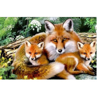 Купить Алмазная мозаика Рыжая лисица с детками 30 х 40 см (арт. FS400) квадратные камни Купить Алмазная мозаика Рыжая лисица с детками 30 х 40 см (арт. FS400) квадратные камни