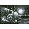 Купить Алмазная вышивка квадратные камни 45 х 30 см Спящий котик (арт. FS897)