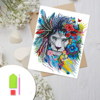 Купить Алмазная вышивка на картоне 20 х 30 см Яркий лев (арт. RK001) круглые камни Купить Алмазная вышивка на картоне 20 х 30 см Яркий лев (арт. RK001) круглые камни