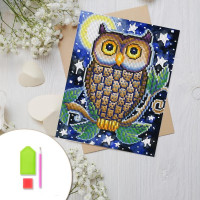 Купить Алмазная вышивка на картоне 20 х 30 см Сова (арт. RK002) круглые камни Купить Алмазная вышивка на картоне 20 х 30 см Сова (арт. RK002) круглые камни
