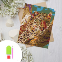 Купить Алмазная вышивка на картоне 20 х 30 см Леопард (арт. RK003) круглые камни Купить Алмазная вышивка на картоне 20 х 30 см Леопард (арт. RK003) круглые камни
