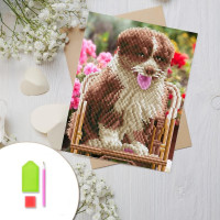 Купить Алмазная вышивка на картоне 20 х 30 см Щенок в цветах (арт. RK009) круглые камни Купить Алмазная вышивка на картоне 20 х 30 см Щенок в цветах (арт. RK009) круглые камни