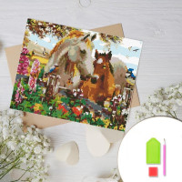 Купить Алмазная вышивка на картоне 20 х 30 см Табун лошадей (арт. RK012) круглые камни Купить Алмазная вышивка на картоне 20 х 30 см Табун лошадей (арт. RK012) круглые камни