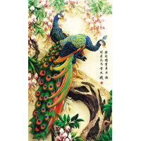 Алмазная вышивка Яркие павлины 37 х 27 см (арт. PR1601) частичная выкладка