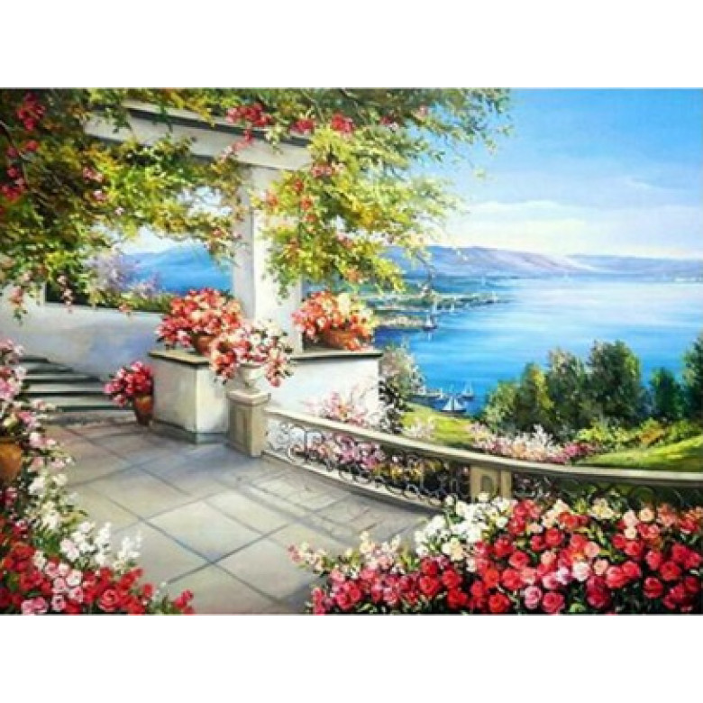 Купить Алмазная мозаика Алея к морю 30*20 см (арт. FS378) полная выкладка