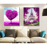 Купить Алмазная вышивка на подрамнике Диптих Любовь в Париже х 30 х 40 см Купить Алмазная вышивка на подрамнике Диптих Любовь в Париже х 30 х 40 см