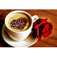 Купить Алмазная вышивка Латте с розой 30 х 20 см (арт. FS087) Купить Алмазная вышивка Латте с розой 30 х 20 см (арт. FS087)