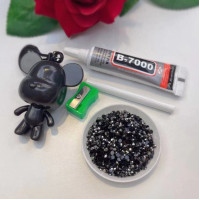 Купить Мишка брелок с алмазными стразами 6,5 см (арт. BM-200) черный Купить Мишка брелок с алмазными стразами 6,5 см (арт. BM-200) черный